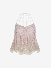 Resort Style Floral Print Halter Vest