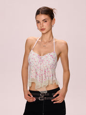 Resort Style Floral Print Halter Vest