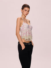 Resort Style Floral Print Halter Vest