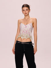 Resort Style Floral Print Halter Vest