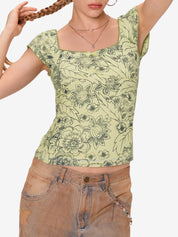 Summer Lace Patchwork Short Sleeves