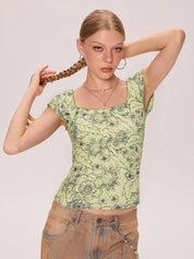 Summer Lace Patchwork Short Sleeves