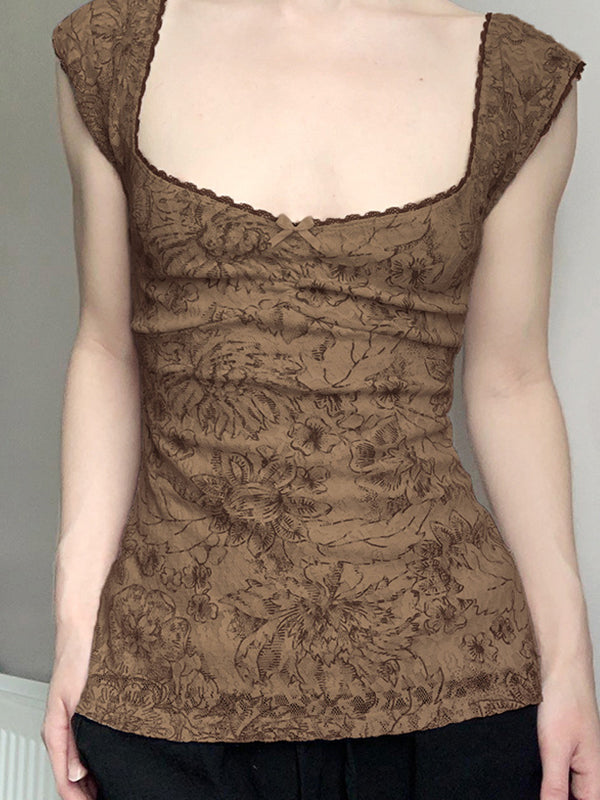 Summer Lace Patchwork Short Sleeves