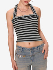 Casual Stripes Halter Vest