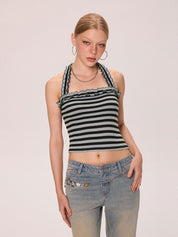 Casual Stripes Halter Vest