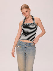 Casual Stripes Halter Vest