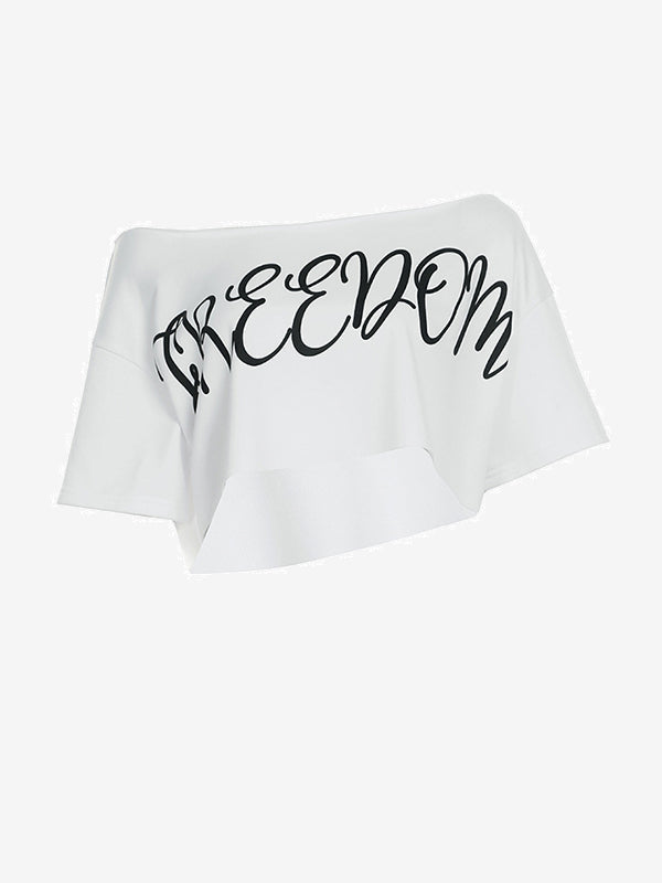 Monogrammed Printed Slouchy Shoulder Short Sleeves