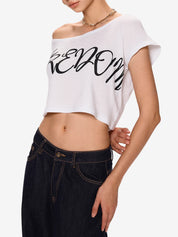 Monogrammed Printed Slouchy Shoulder Short Sleeves