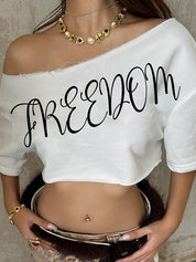 Monogrammed Printed Slouchy Shoulder Short Sleeves