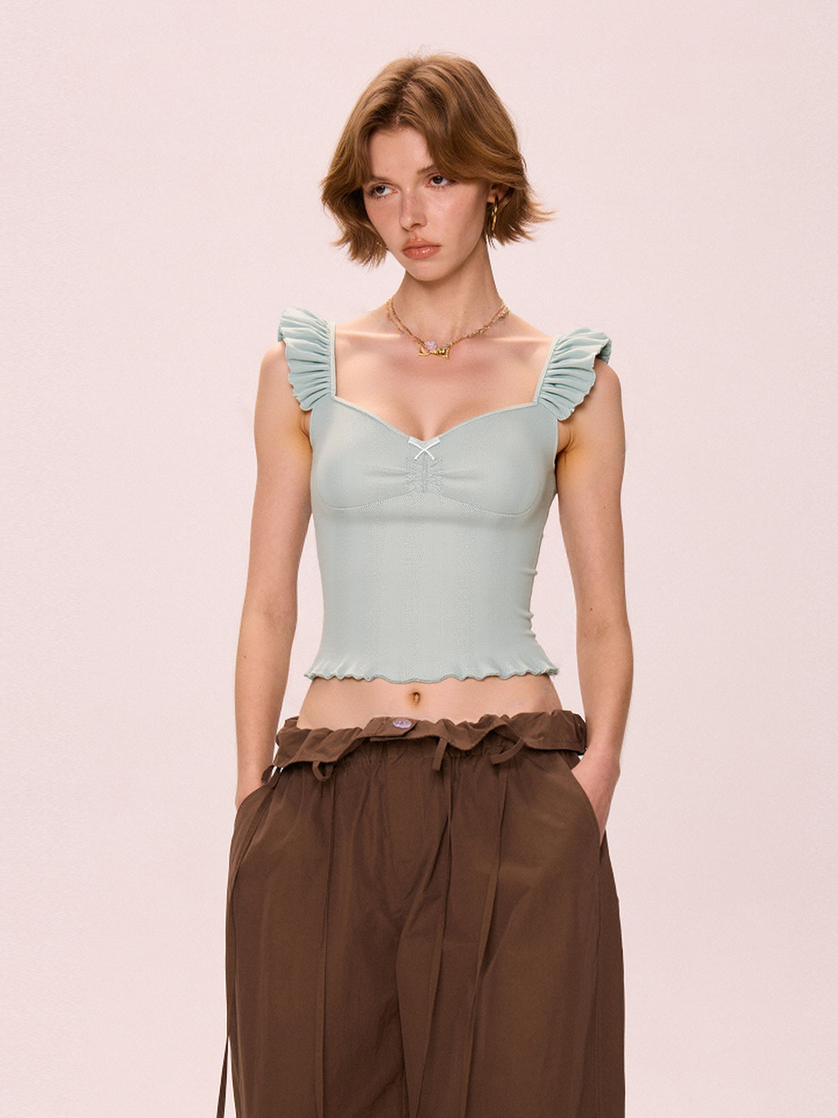Ruffled Bow Tank Top