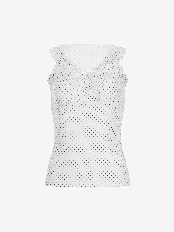Ruffled Wooden Earring Hem Tank Top