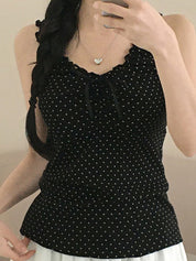 Ruffled Wooden Earring Hem Tank Top