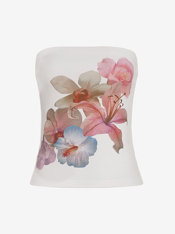 Pure Desire Floral Print Bandeau Top