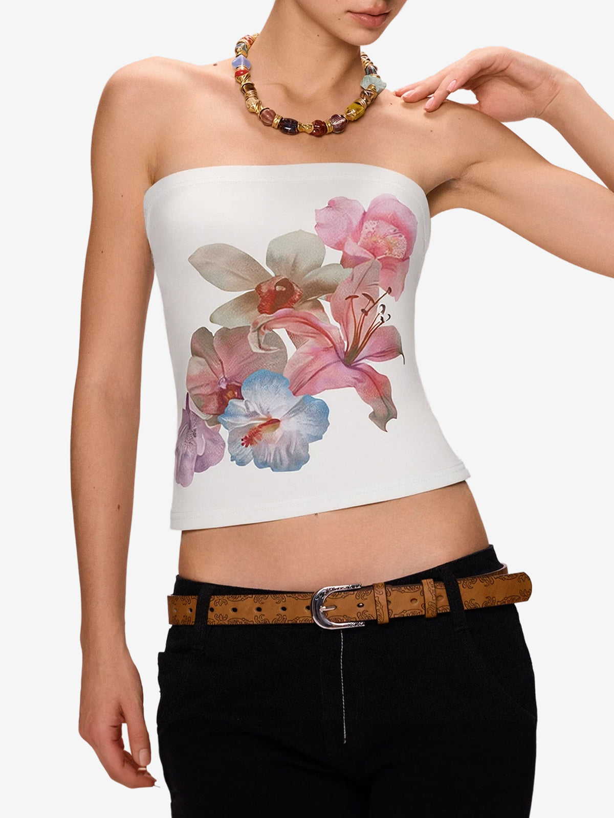 Pure Desire Floral Print Bandeau Top