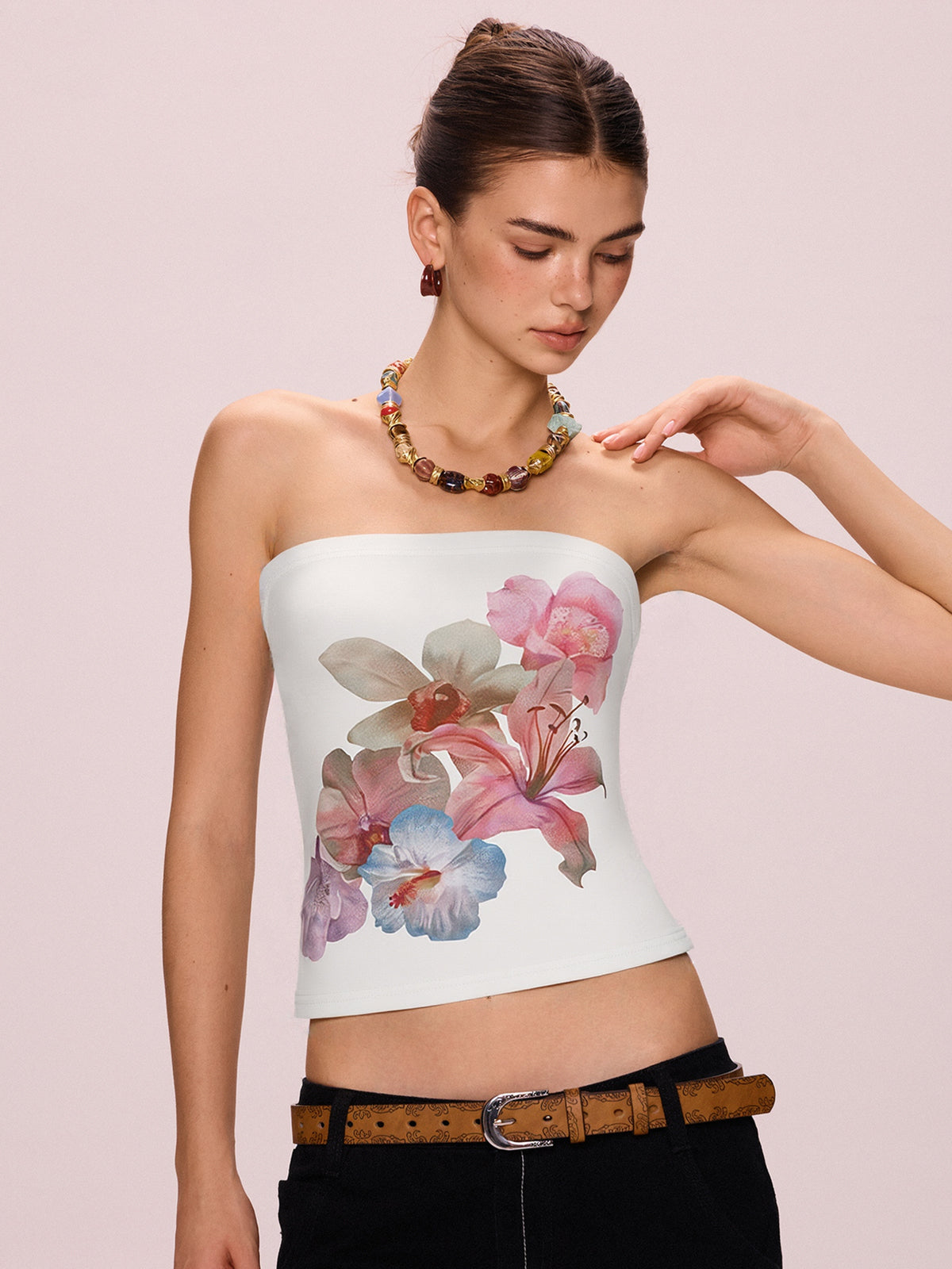 Pure Desire Floral Print Bandeau Top