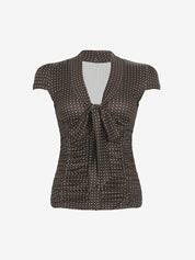 French Lace Bow Short Sleeves