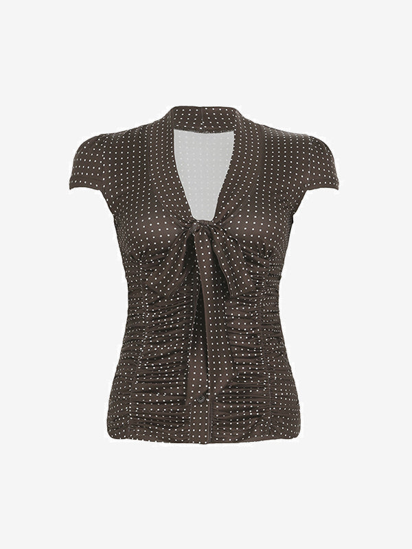 French Lace Bow Short Sleeves
