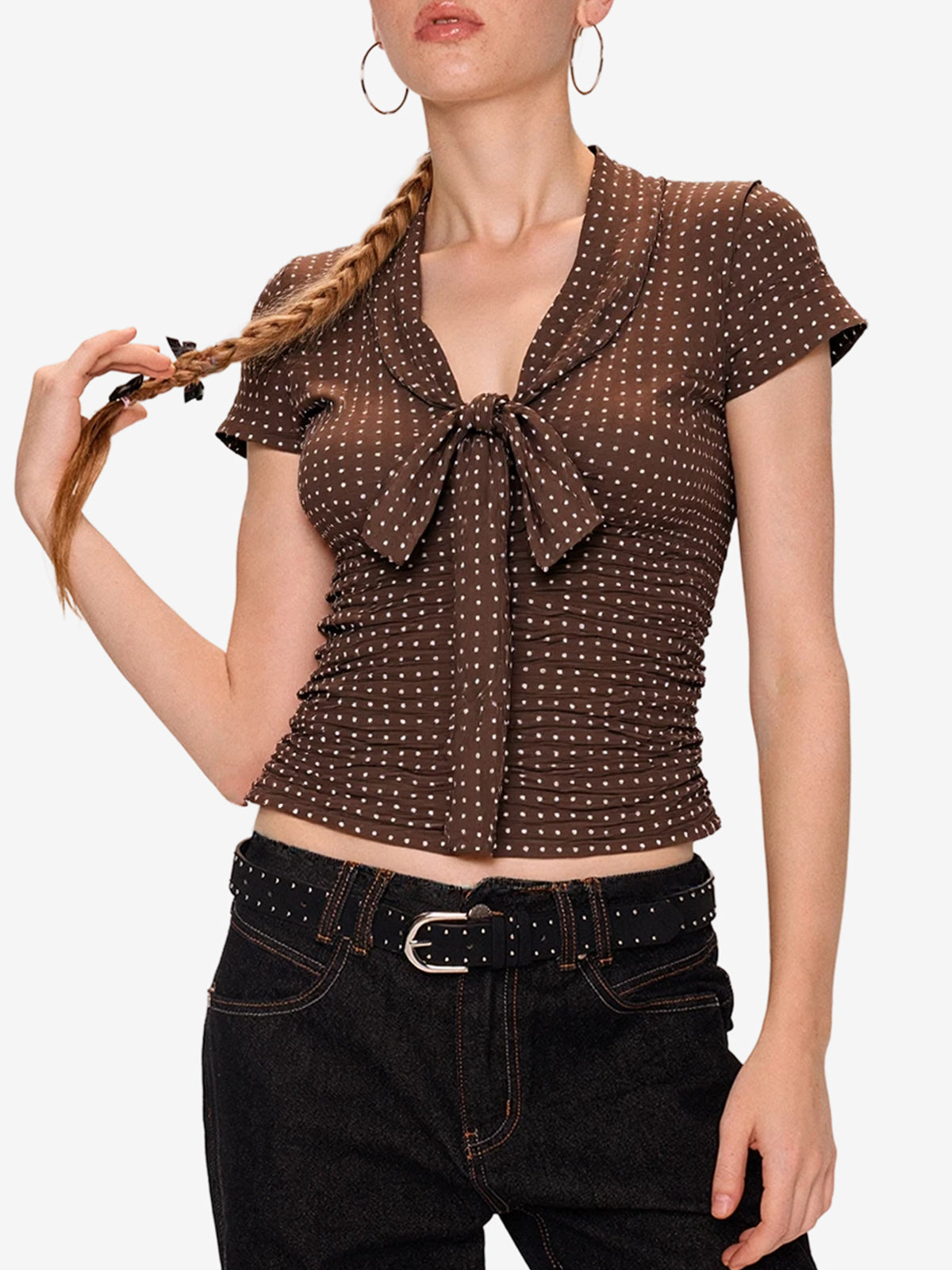 French Lace Bow Short Sleeves
