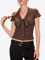 French Lace Bow Short Sleeves
