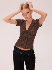 French Lace Bow Short Sleeves