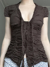 French Lace Bow Short Sleeves