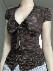 French Lace Bow Short Sleeves