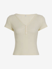 Textured V-Neck Short Sleeves