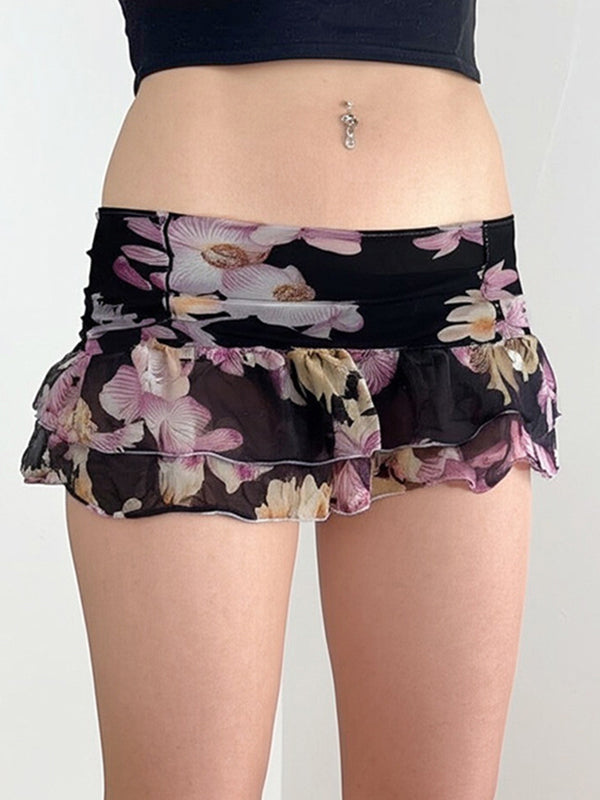 Floral Print Mini Skirt