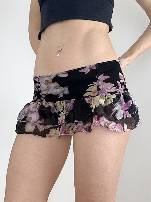 Floral Print Mini Skirt