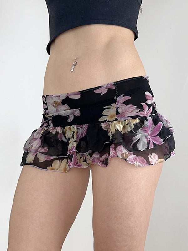 Floral Print Mini Skirt
