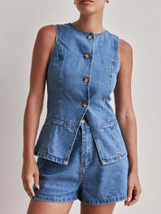 Fashion Sleeveless Waist Two Piece