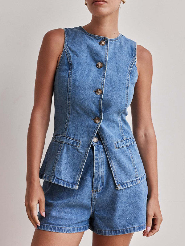 Fashion Sleeveless Waist Two Piece