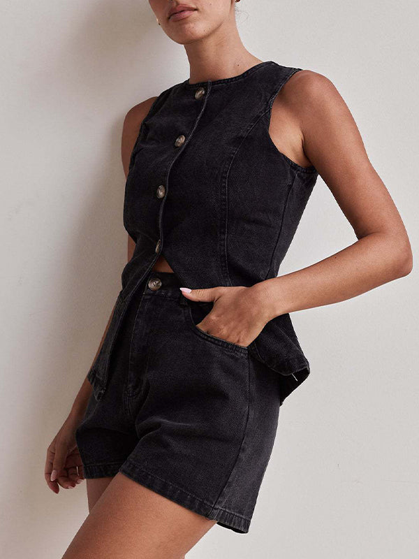 Fashion Sleeveless Waist Two Piece