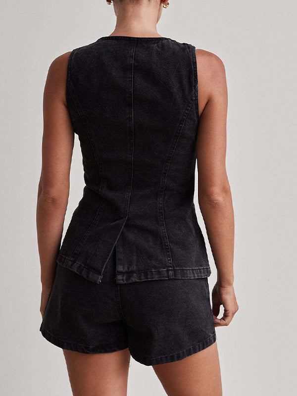 Fashion Sleeveless Waist Two Piece