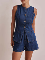 Fashion Sleeveless Waist Two Piece