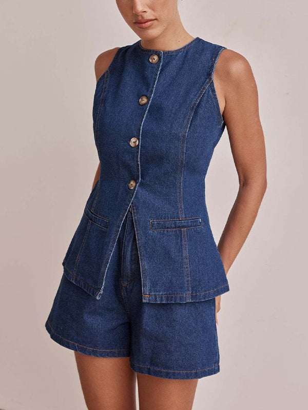 Fashion Sleeveless Waist Two Piece