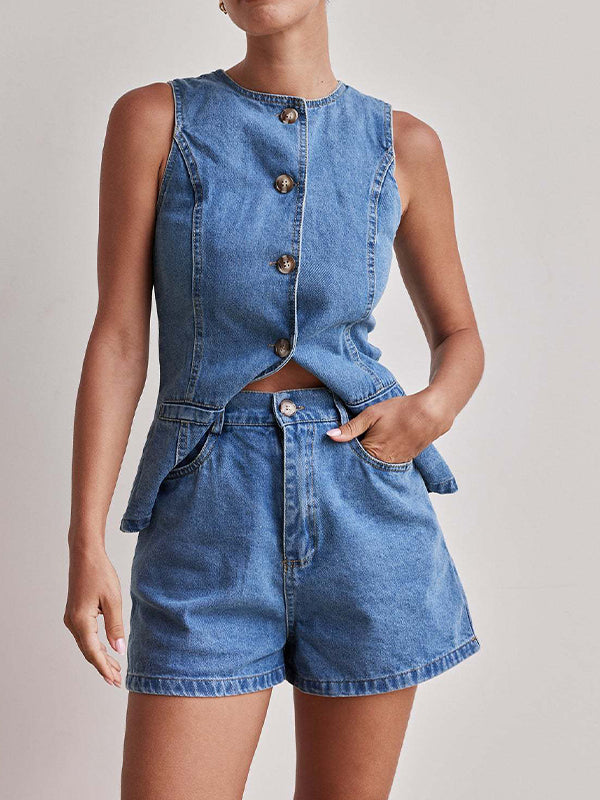 Fashion Sleeveless Waist Two Piece