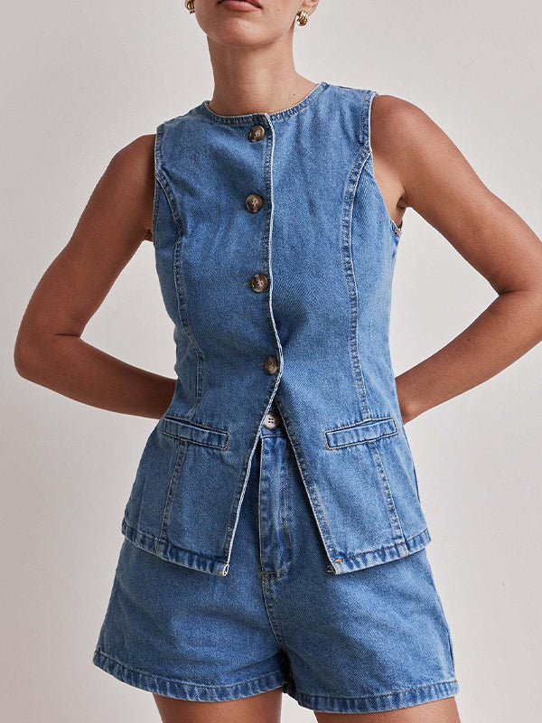 Fashion Sleeveless Waist Two Piece