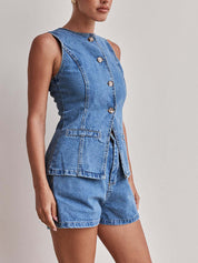 Fashion Sleeveless Waist Two Piece