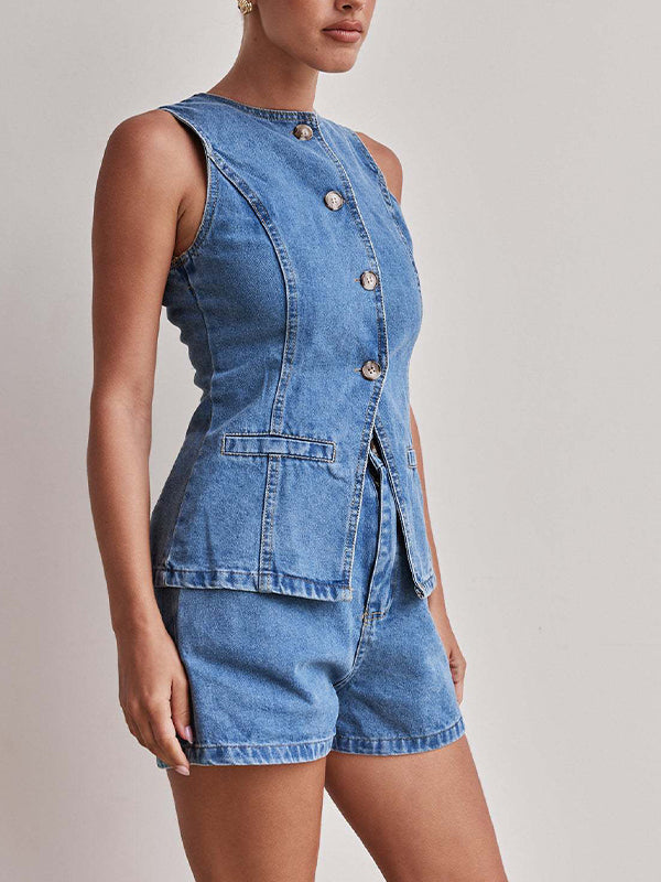 Fashion Sleeveless Waist Two Piece