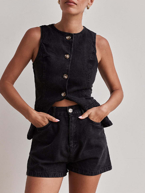 Fashion Sleeveless Waist Two Piece