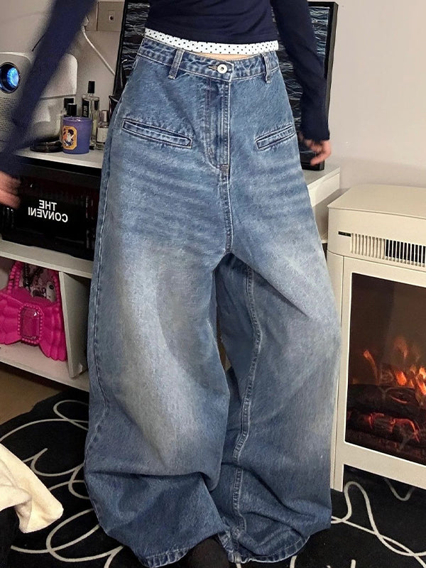 Vintage Washed Insert Pocket Boyfriend Jeans