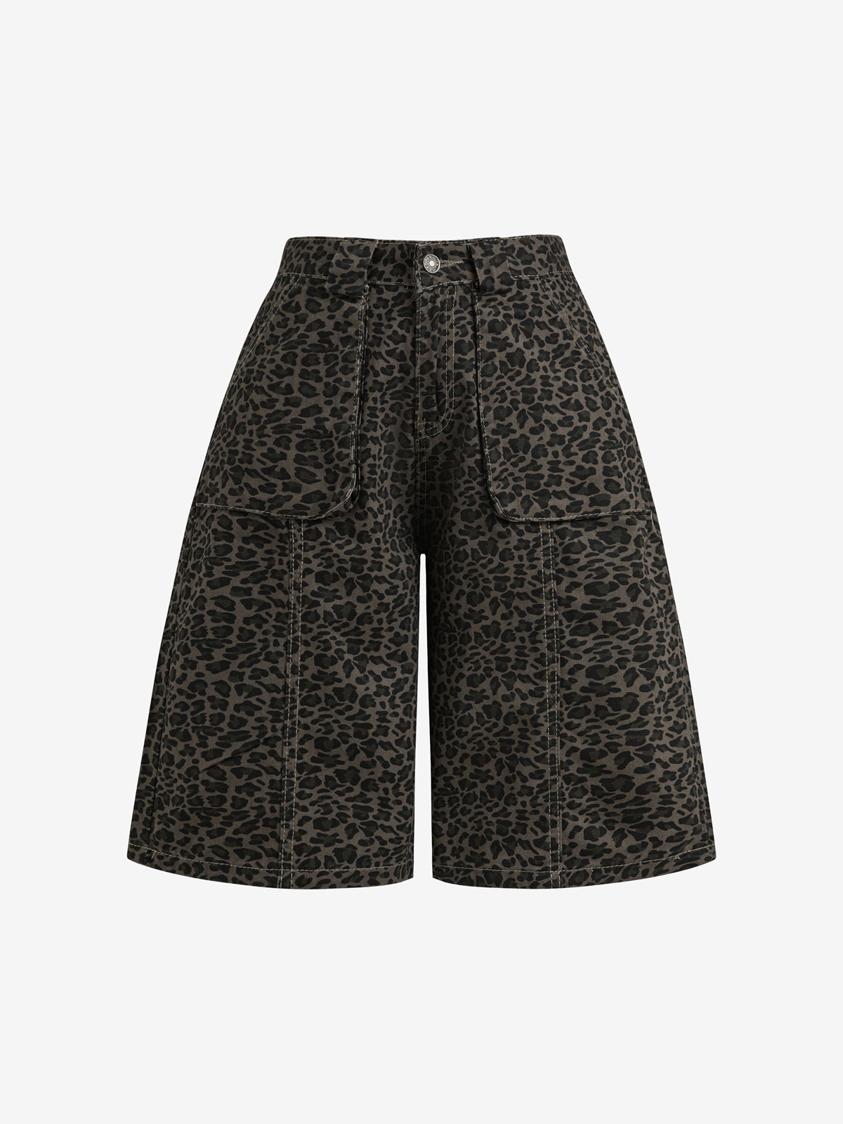 Leopard Print Sevens Denim Shorts