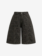 Leopard Print Sevens Denim Shorts