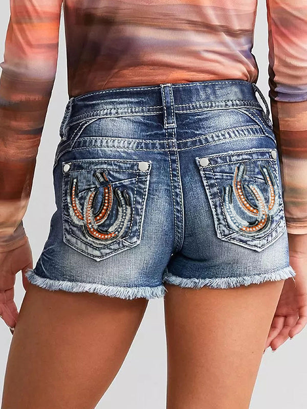Stretchy Ripped Denim Shorts