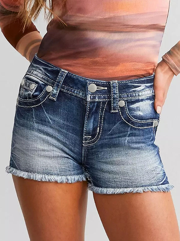 Stretchy Ripped Denim Shorts