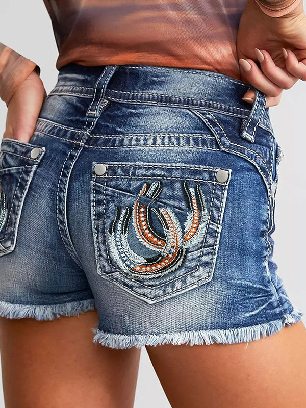 Stretchy Ripped Denim Shorts
