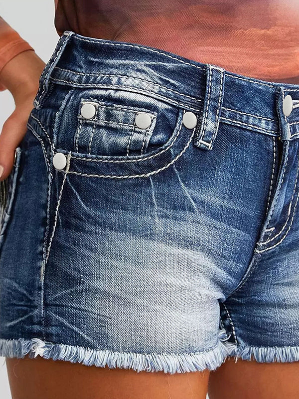 Stretchy Ripped Denim Shorts