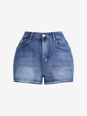 Slim Fit Embroidery Denim Shorts