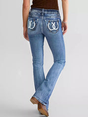 Fashion Embroidery Slim Jeans